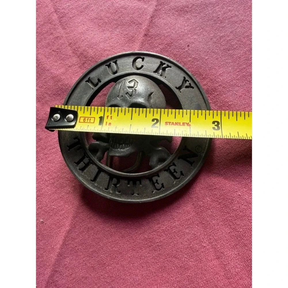 Lucky 13 Apparel Skull Crossbones Metal Belt Buckle